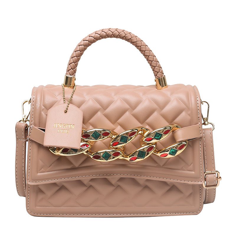 Vintage Diamond Color Diamond Chain Shoulder Bag