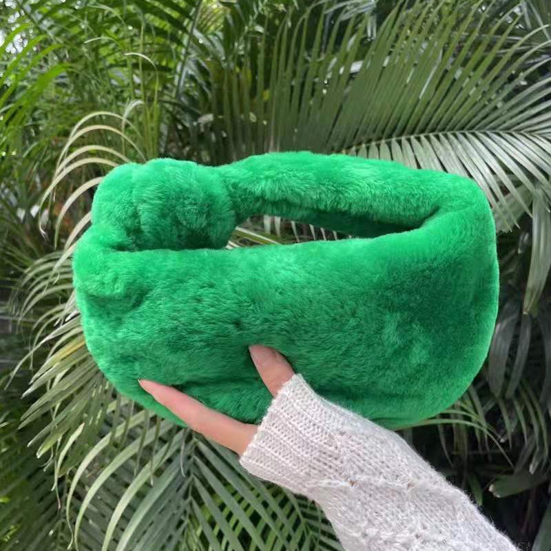 Ladies Hand Lamb Wool Knotted Cloud handBag