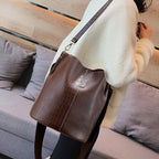 Wide Shoulder Strap Leather Shoulder Bag