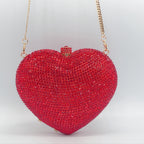 Solid Color Full Diamond Heart-shaped Crystal Diamond Women's Clutch Bag