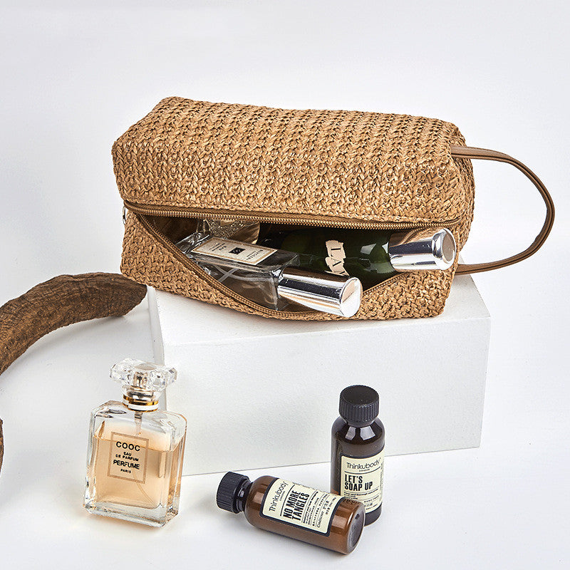 Grass Material Large Capacity Portable Travel cosmetics  Bag