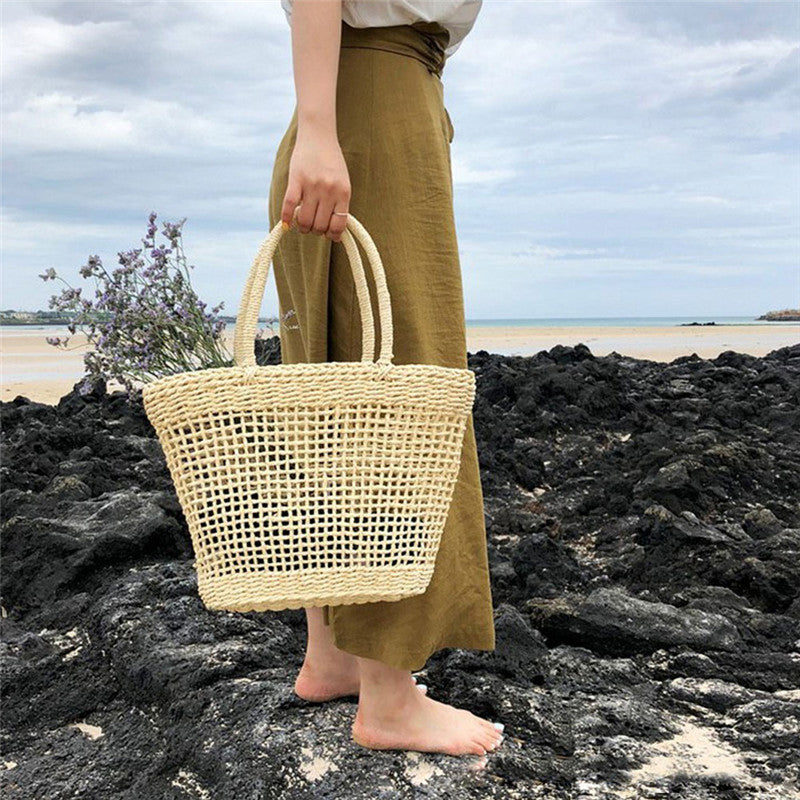 Fashion Simple Casual Hollow Straw bucket Bag
