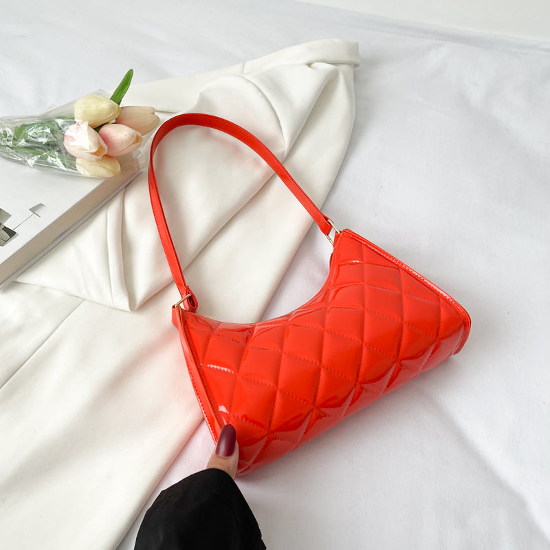 Women's New Fashionable Patent Leather Rhombus Shoulder Bag
