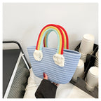 Rainbow Handbag Cotton Rope Handmade Straw Woven