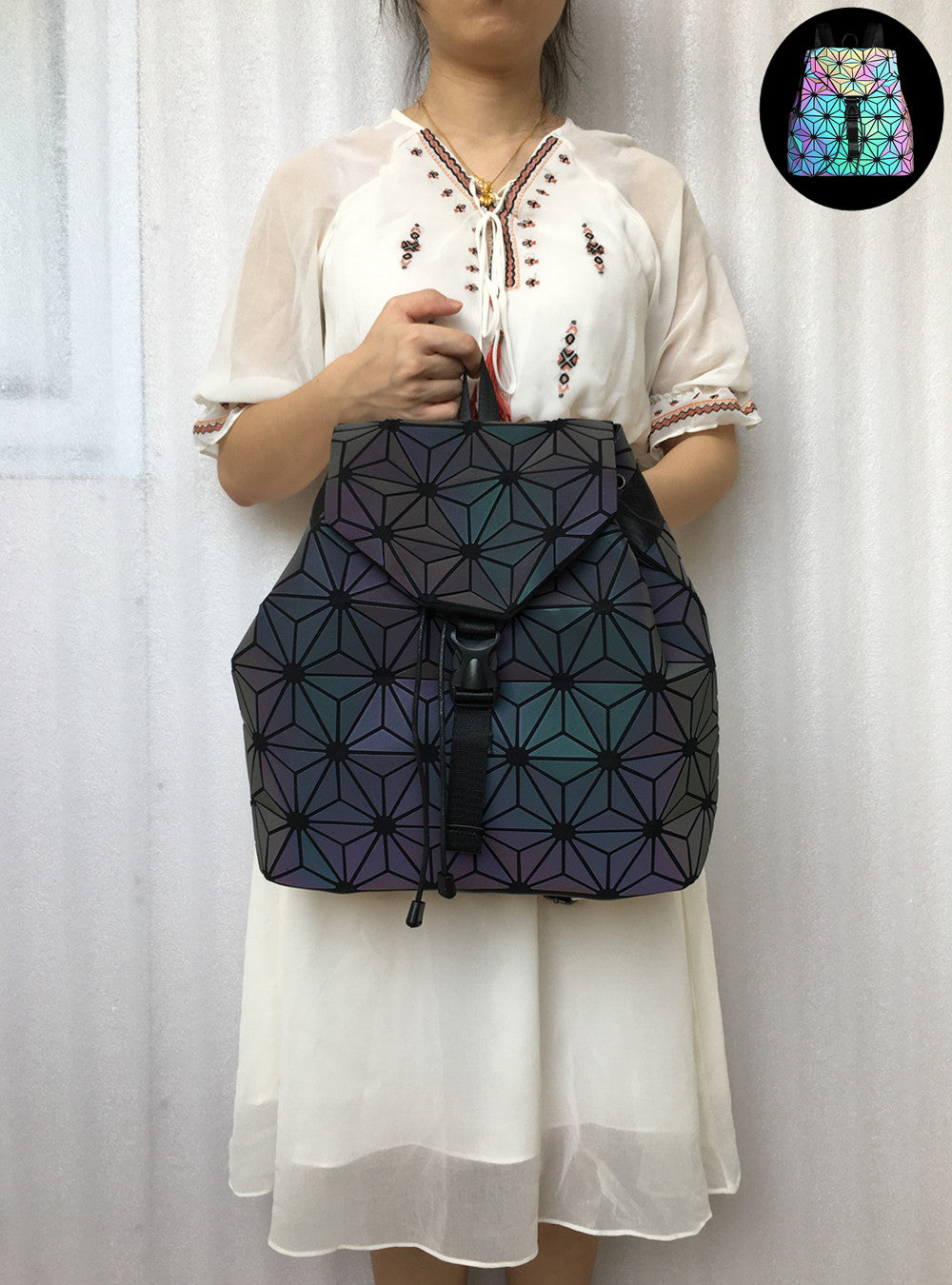 Geometric Luminous Backpack Student Stitching Fashion