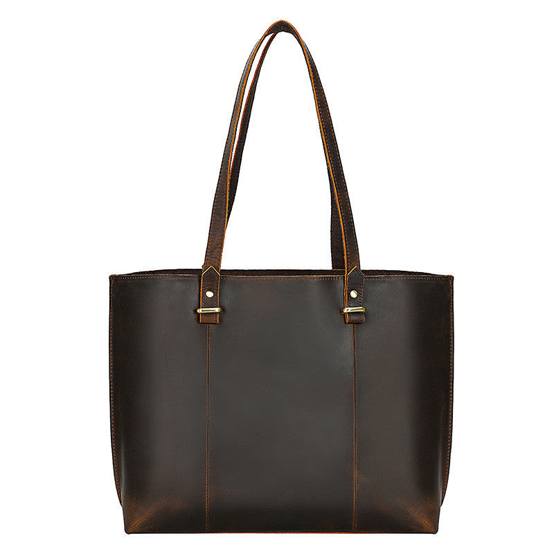 Vintage Large Capacity shoulder bag Top Layer Cowhide