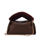 Fashion Solid Color One-shoulder Chain Plush Handbag