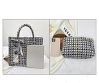 Textured Plaid Commuter Canvas Large Capacity handbag