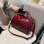 Oil Leather Handbag Shoulder Bag Personality Rivet Crossbody