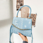 New Style Color Contrast Printing Women's Fashion Chain Messenger Bag