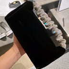 Velvet handBag With Diamond Handle