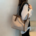 Plaid Single Shoulder Bag For Women With Large Capacity Tote