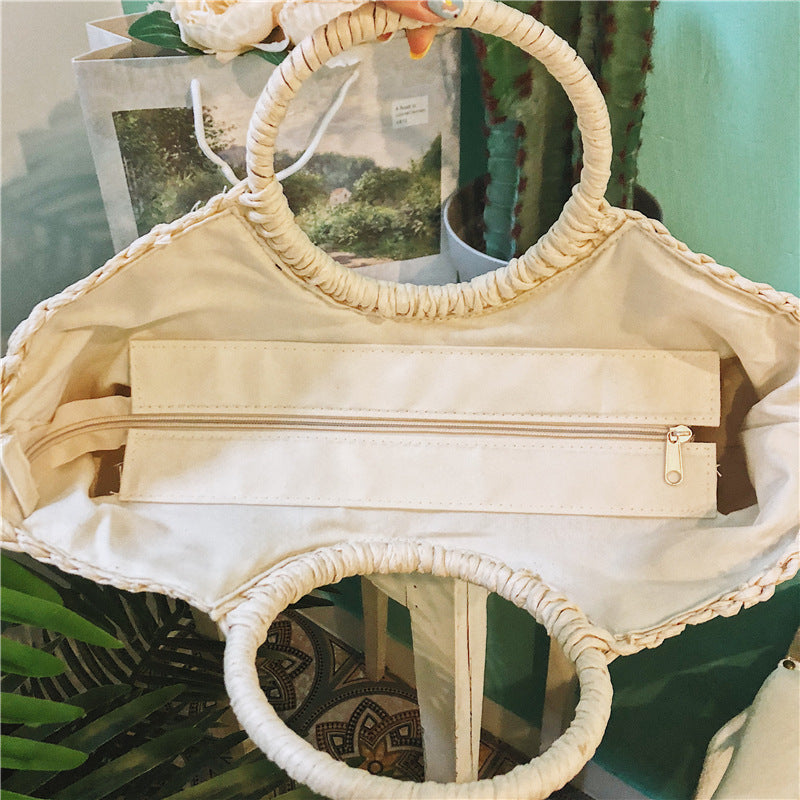 Seaside Holiday Woven One Shoulder All Match Straw handBag