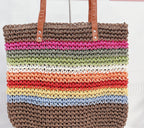 Thin Paper Rope Colorful Crochet Women's Straw Bag