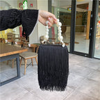 Pearl Chain Bag Fringed Small Square evening Bag
