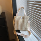 Single Shoulder Crossbody Solid Color Corduroy Simple Bag