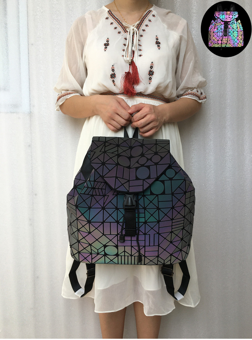 Geometric Luminous Backpack Student Stitching Fashion
