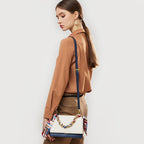 Contrast Color One Shoulder Handheld Versatile Leather handbag Small Square Bag