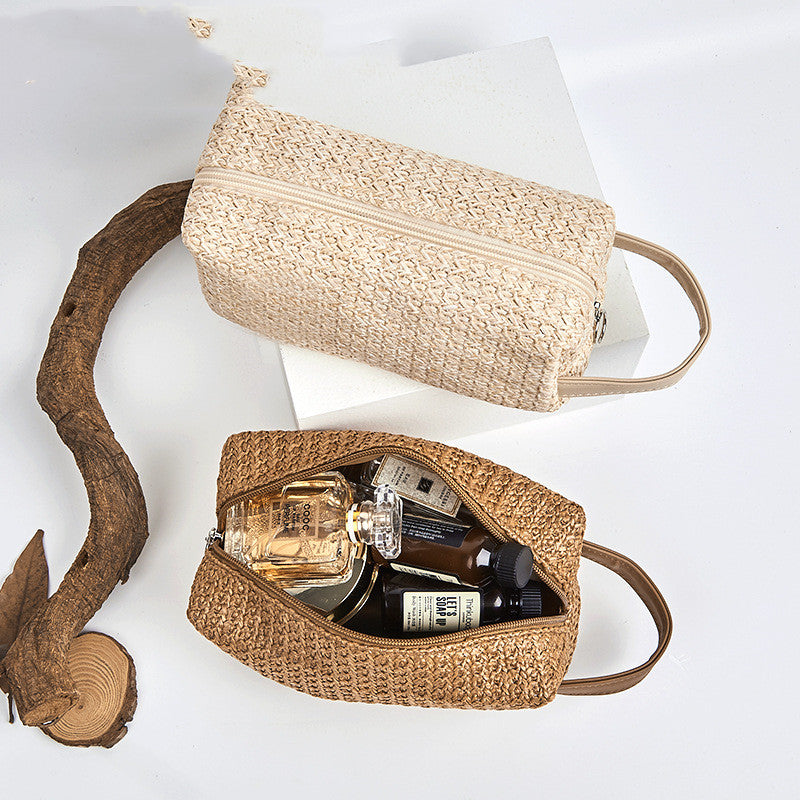 Grass Material Large Capacity Portable Travel cosmetics  Bag