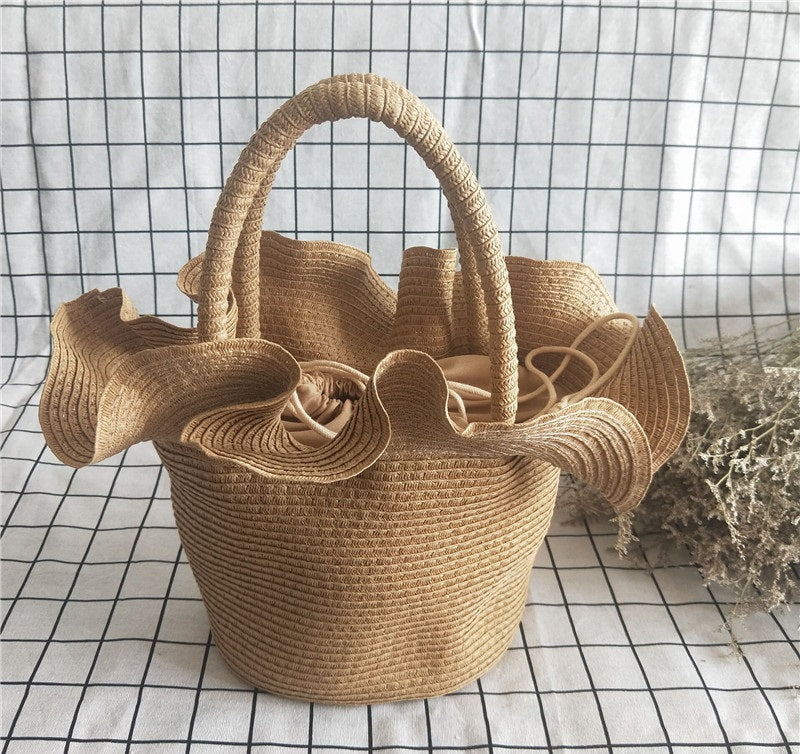 Popular Thin Paper Braids Hat And Straw Women's Bag