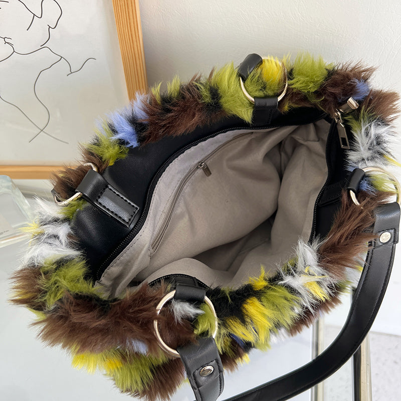 Oil Painting Art Color Plush shoulder Bag