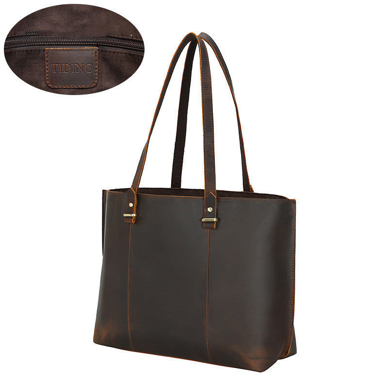 Vintage Large Capacity shoulder bag Top Layer Cowhide