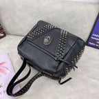 Solid Color Large Horizontal Square Rivet Bag