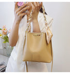 Leather crossbody Tote Bag with Chain Sling Handle
