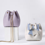 Women's Hand-woven Diy Bow Leather Bucket Bag