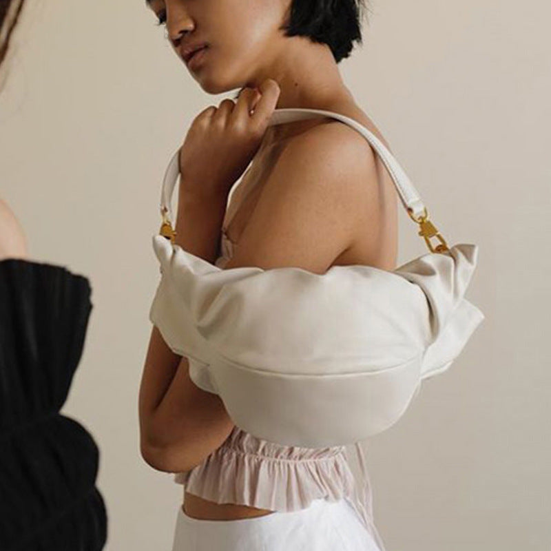 Dumpling Buns Niche Design Folds Underarms One-shoulder Horns