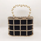 Hollow Pearl Buckle Birdcage Clutch