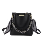 Leather crossbody Tote Bag with Chain Sling Handle