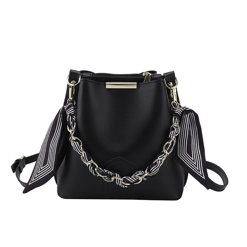 Leather crossbody Tote Bag with Chain Sling Handle