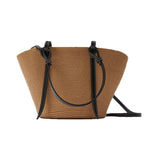New Straw Color-blocking Basket Large Capacity Handwoven Bag
