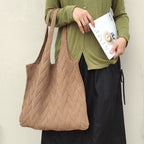 Avocado Green Knit Tote One-Shoulder Sweater shopping Bag