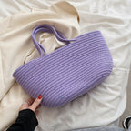 Cotton Woven One hand Portable Large Capacity Bucket Women's Bag