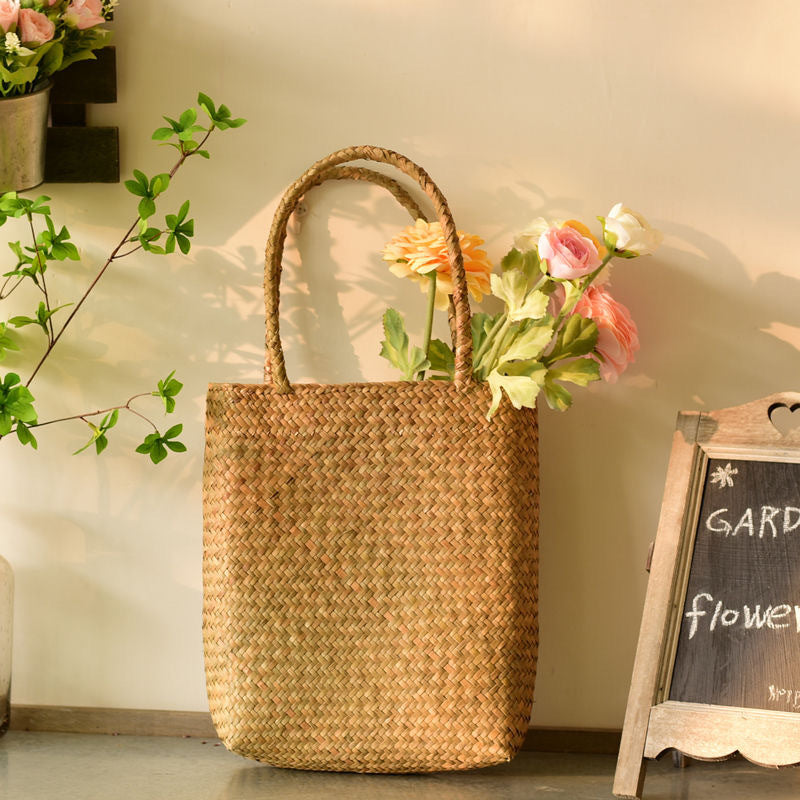 New beach woven straw bag shoulder bag simple literary female female mat bag