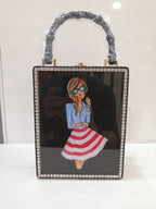 Fashion Printed Pattern Handbag Acrylic Female Bag