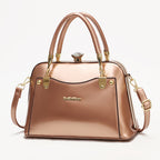 New Popular Bright Leather Steel Frame Fashion Handbag