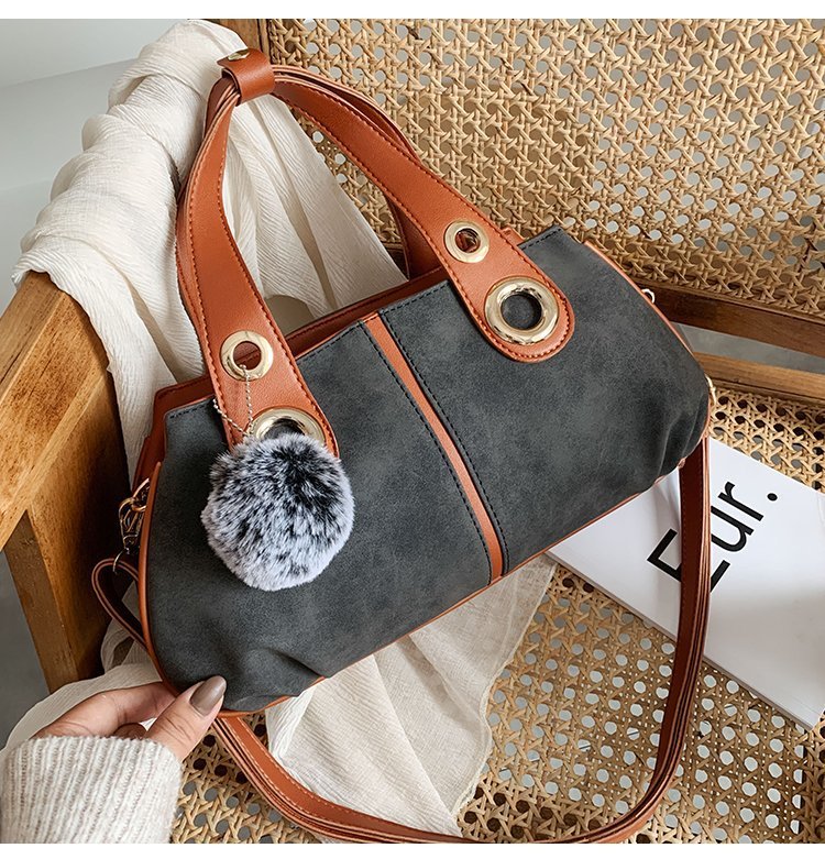 Hair Ball Pendant Frosted Women Bag