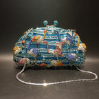 New Empty Metal Diamond Clutch Evening Bag