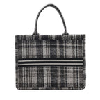 Stylish Canvas Check One Shoulder Tote handBag