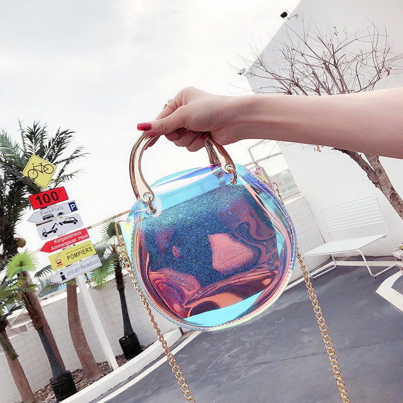 New Fashion Laser Pvc Chain Jelly Portable Shoulder Bag