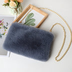 Women's Plush Briefcase Square Chain File Bag