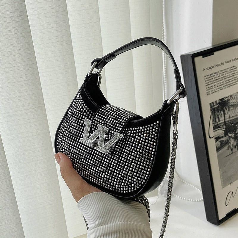 Chain One Shoulder Rhinestone King Bag Portable Women's Bag