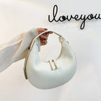 New Women's One-shoulder PU Zipper Hand-held Crescent handBag