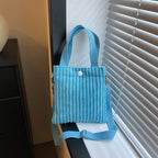 Single Shoulder Crossbody Solid Color Corduroy Simple Bag