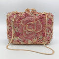 Metal Rose Diamond Chain Clutch Evening Bag