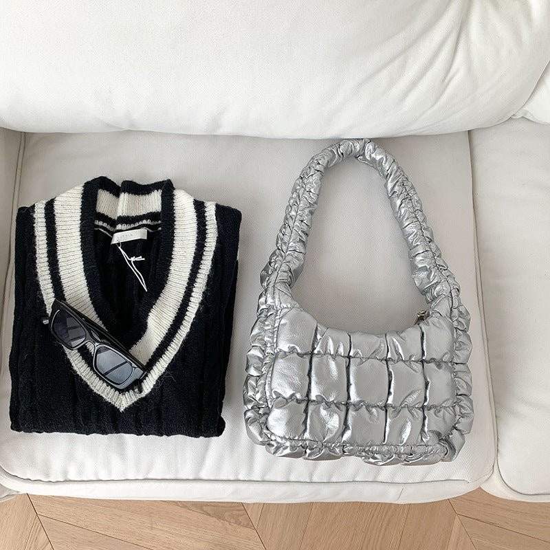 High-grade Small Design One-shoulder Cotton-padded Jacket Bag