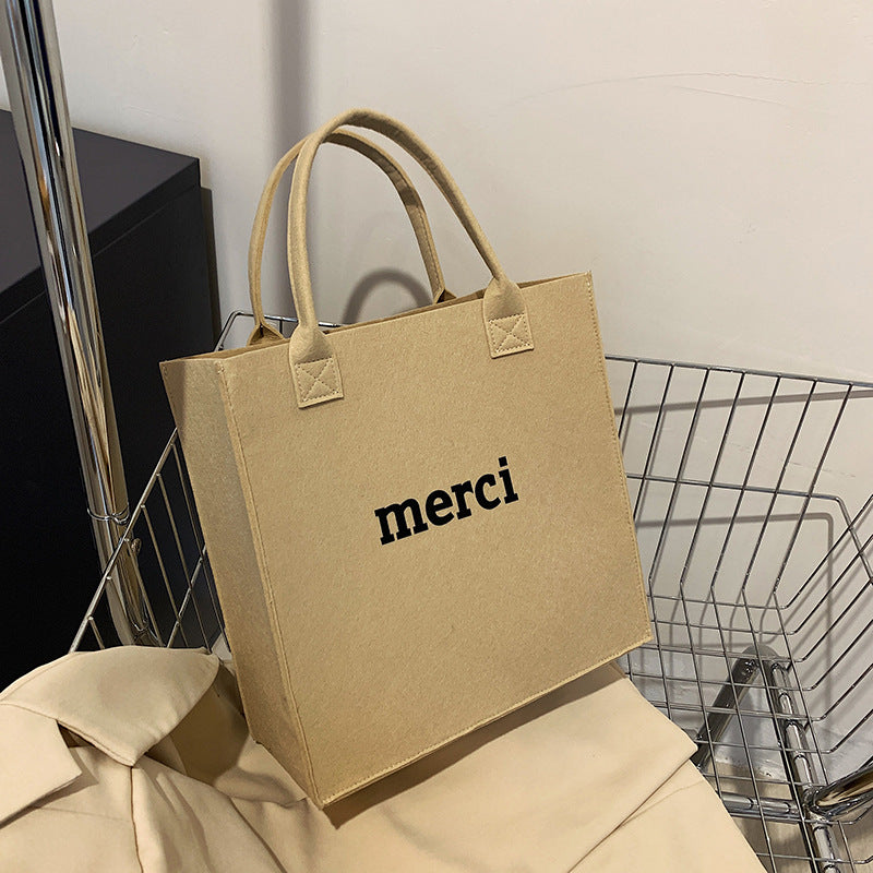 Felt One Shoulder Women's Retro Fashion Simple shopping bag